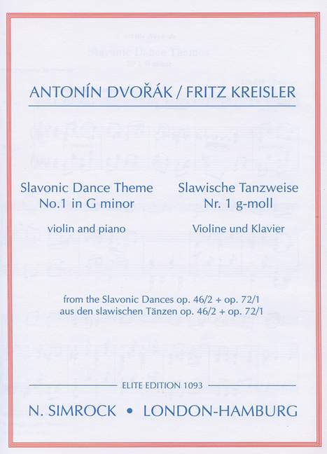 Slavonic Dance Theme, No. 1 in G Minor, for violin and piano