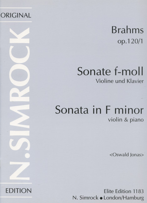 Sonata in F Minor op. 120/1, The composer's arrangement of his Sonata in F Minor for clarinet and piano, for violin and piano