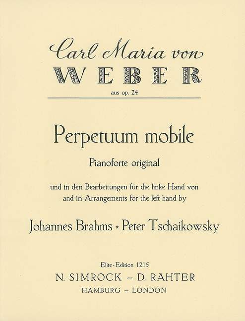 Perpetuum mobile op. 24, Originial and revised version for the left hand by Brahms and Tchaikovsky, for piano