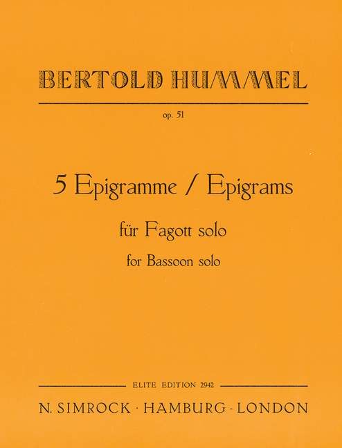 Five Epigrams op. 51, for Bassoon