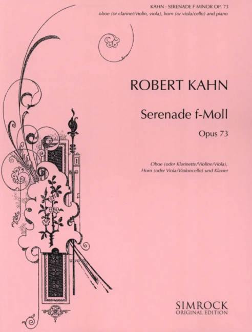 Serenade in F major op. 73, for Oboe (Clarinet, Violin, Viola), Horn (Viola, Violoncello) and Piano, Score and parts