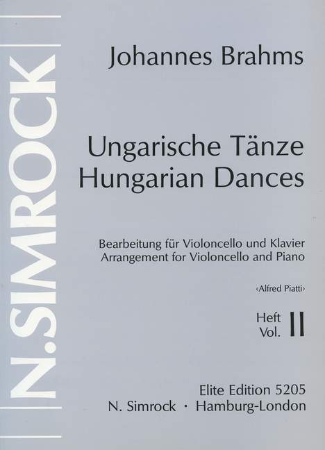 Hungarian Dances Vol. 2, No. 6-10, for cello and piano