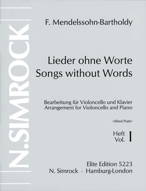 Songs without Words op. 19/30 Vol. 1, for cello and piano