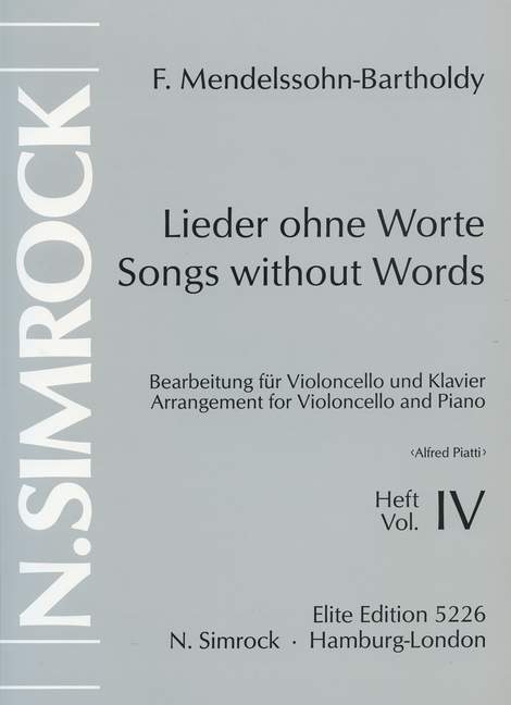 Songs without Words op. 85/102 Vol. 4, for cello and piano