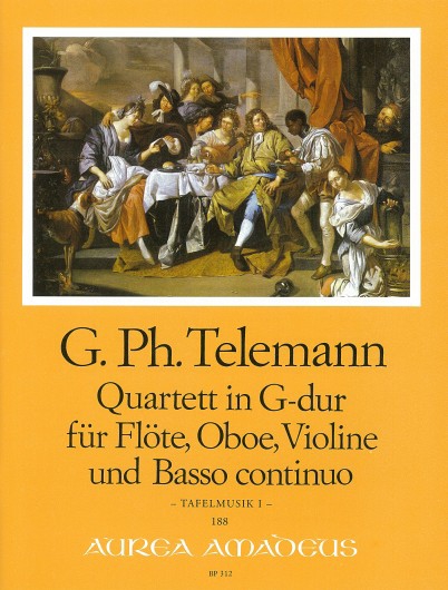Quartet G major TWV 43:G2, Tafelmusik I, for flute, oboe, violin and basso continuo, Score and parts