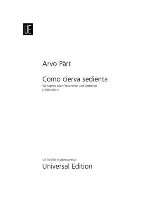 Como cierva sedienta, for soprano or female choir (SA) (unisono) and orchestra, Study score