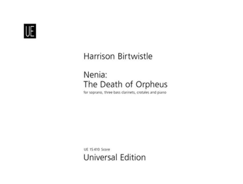 Nenia on the death of Orpheus, for soprano, 3 bass clarinets, crotales and piano, Study score