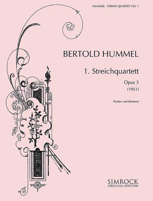 String Quartet No. 1 op. 3, Score and parts