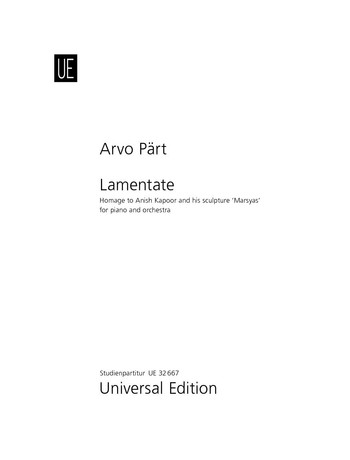 Lamentate, Homage to Anish Kapoor and his sculpture ?Marsyas?, for piano and orchestra, Study score