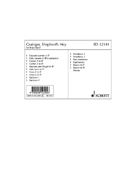 Shepherd's Hey, for Brass Band, Set of parts
