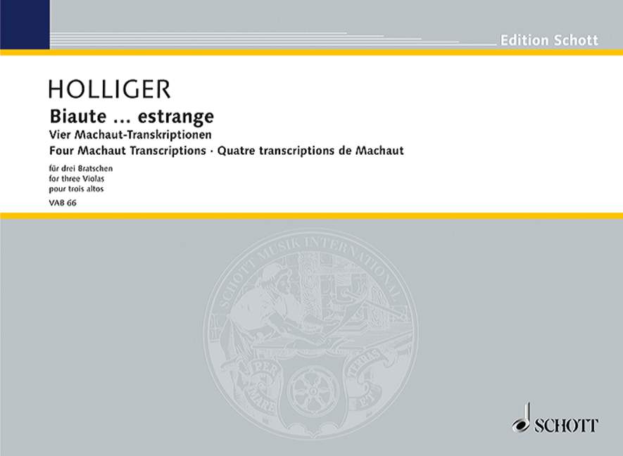 Biaute ... estrange, Four Machaut Transcriptions, for 3 violas, Performing score