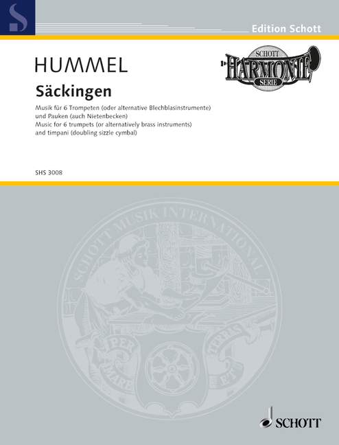 Säckingen op. 103 f, Music for 6 trumpets (or alternatively brass instruments) and timpani (doubling sizzle cymbal), for brass instruments, timpani and cymbal, Score