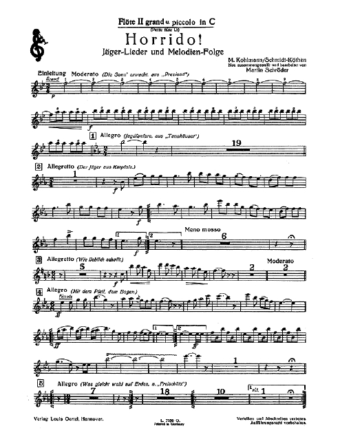 Horrido, hunters music, for wind band, Set of parts