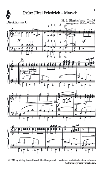 Prince Eitel Friedrich-March op. 54, for wind band, Conductor with parts