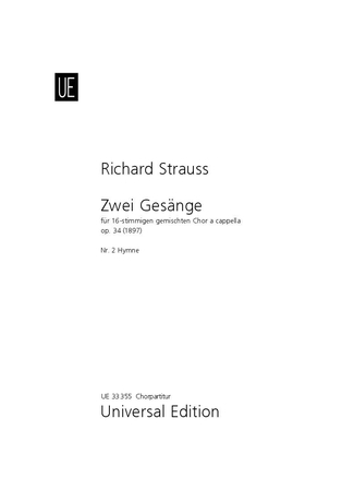 Two Anthems No. 2: Hymne op. 34/2, for 16-part mixed choir (SATB) a cappella, Choral score