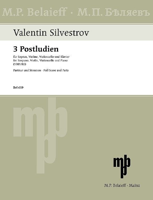 Three Postludes, for soprano, violin, cello and piano, for soprano, violin, violoncello and piano, Performing score