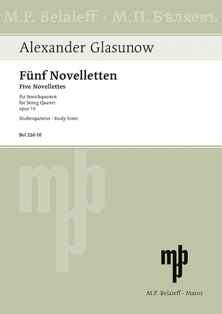 Five Novellettes op. 15, for string quartet, Study score