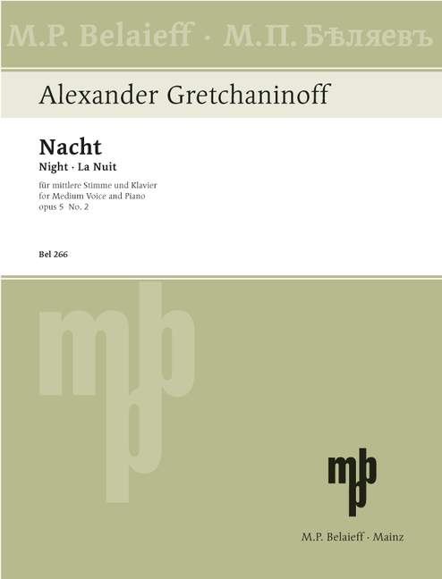Four Songs op. 5, No. 2 Night, for medium voice and piano, Piano reduction
