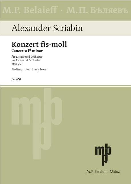 Piano Concerto F# minor op. 20, for piano and orchestra, Study score