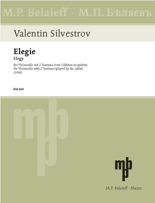 Elegy, for cello with 2 tam-tam (played by the cellist), for cello and 2 tam-tams (played by the cellist)