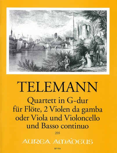 Quartet in G major TWV43:G12, for flute, 2 violas da gamba (viola and cello) and basso continuo, Score and parts