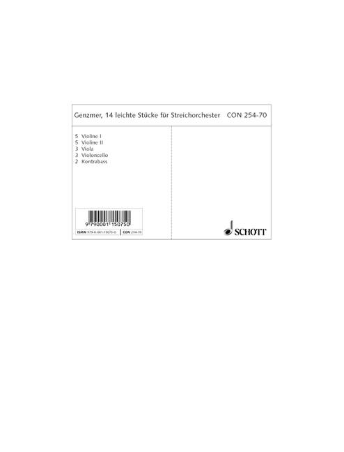 14 Easy Pieces for String Orchestra GeWV 134, Set of parts
