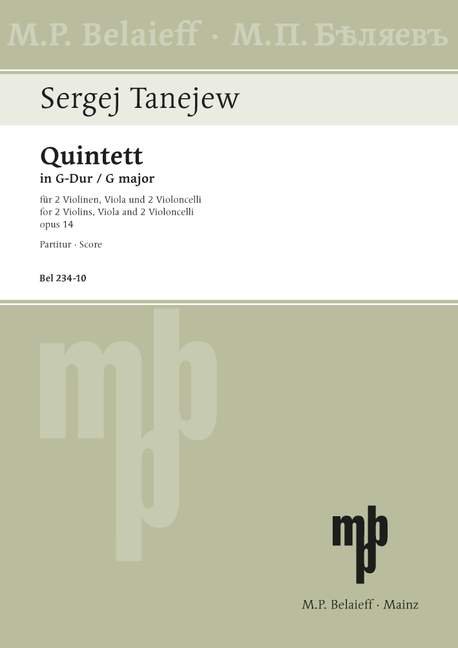 Quintet G major op. 14, for 2 violins, viola and 2 cellos, Score