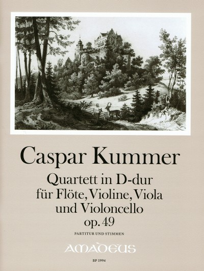 Quartet in D major op. 49, for flute, violin, viola and violoncello, for flute, violin, viola and cello, Score and parts