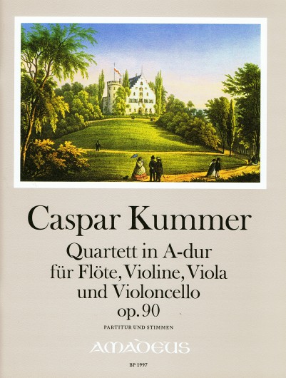 Quartet in A major op. 90, for flute, violin, viola and violoncello, for flute, violin, viola and cello, Score and parts