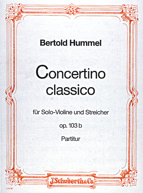 Concertino classico D major op. 103b, for violin and strings, Score