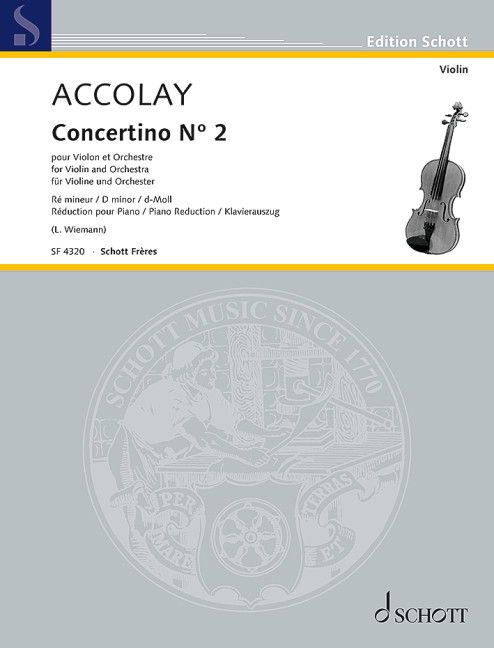 Concertino No. 2 D minor, for violin and orchestra, Piano reduction