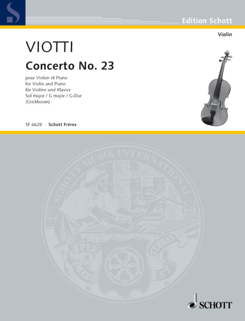 Concerto nº 23 G major, for violin and orchestra, Piano reduction