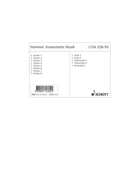 Konzertante Musik op. 86, for vibraphone and marimba (1 player) and strings, for vibraphone and marimba (1 player) and string orchestra, Set of parts
