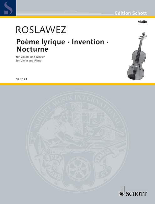 Poème lyrique. Invention. Nocturne, First Edition, for violin and piano