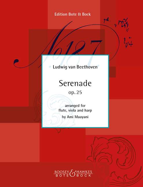 Serenade D-Dur op. 25, for flute, viola and harp, Score and parts
