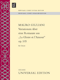 Variations on a romance from La Gloire et l'Amour op. 105, for guitar, Score