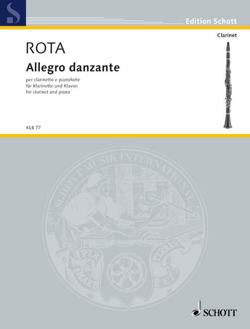 Allegro danzante, for clarinet in A or B and piano, Score and part