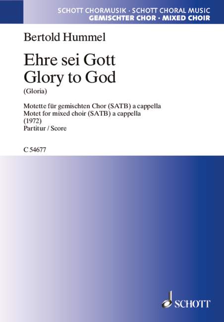 Glory to God (Gloria), Motet for mixed choir (SATB) a cappella, Choral score