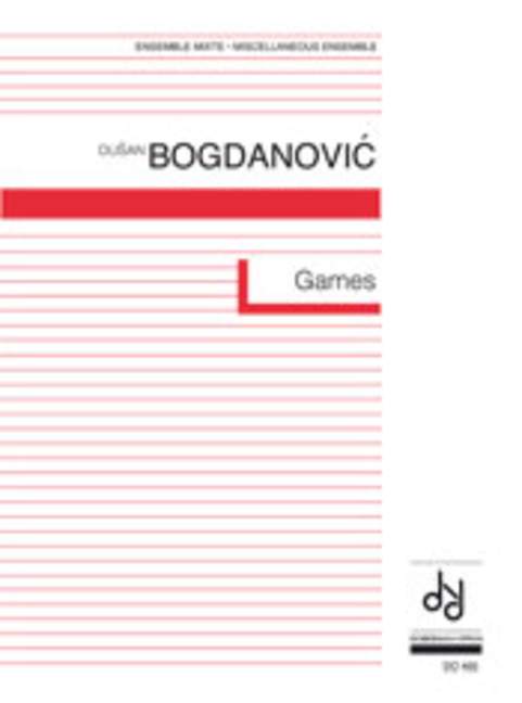Games, for voice, guitar, flute, bass and percussion, Score and parts