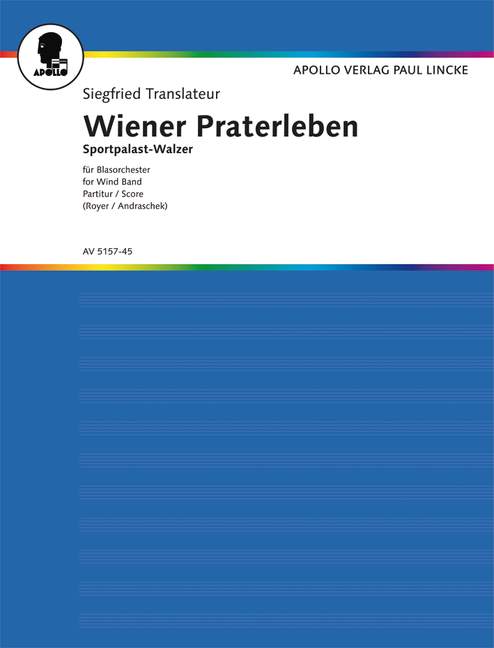 Wiener Praterleben, Sportpalast Waltz, for wind band, Score