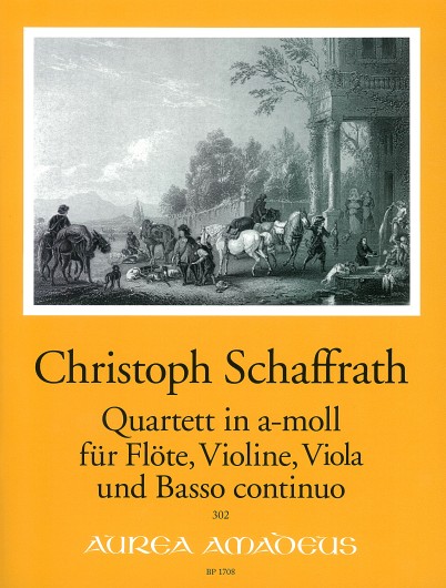Quartet, for flute, violin, viola, basso continuo, Score and parts