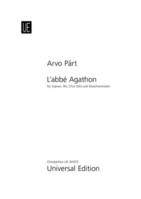 L'abbé Agathon, for soprano, alto, female choir (SA), string orchestra, Choral score