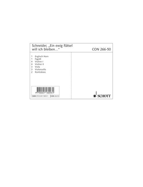 Ein ewig Rätsel will ich bleiben..., An epitaph on Ludwig II for cor anglais solo, bassoon and strings, Set of parts