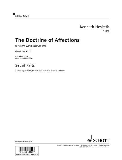 The Doctrine of Affections, for eight wind instruments, Set of parts