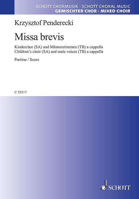 Missa brevis, for mixed choir (SATB), Choral score. 9790001192859 Missa brevis, for mixed choir (SATB), Choral score. 9790001192859