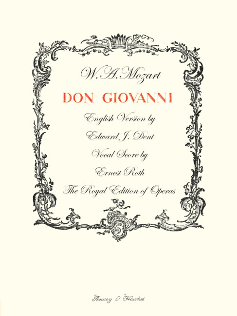 Don Giovanni, Opera in two Acts, Piano reduction