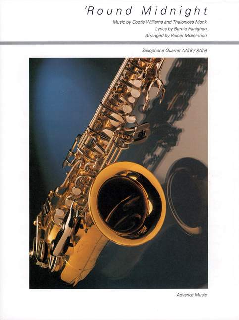 'Round Midnight, Jazz Ballad, for 4 saxophones (AATBar/SATBar), Score and parts