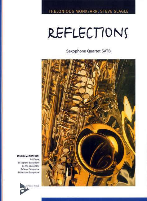 Reflections, Slow Ballad, for 4 saxophones (SATBar), Score and parts