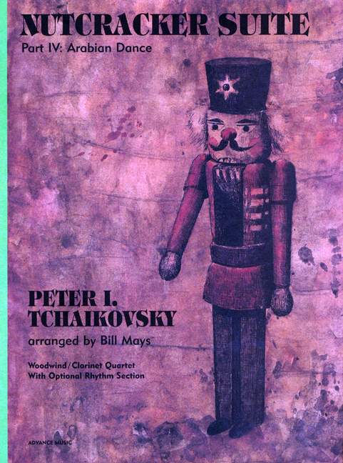 Nutcracker Suite, Part IV: Arabian Dance, for flute/clarinet, clarinet, clarinet/alto-clarinet, bass clarinet + piano, bass, percussion ad lib, Score and parts