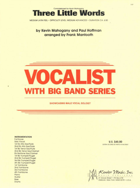 Three Little Words, Medium Latin Feel, for big band and voice, Score and parts